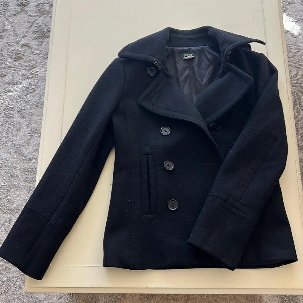 J. Crew Women's black pea Coat - Picture 1 of 4